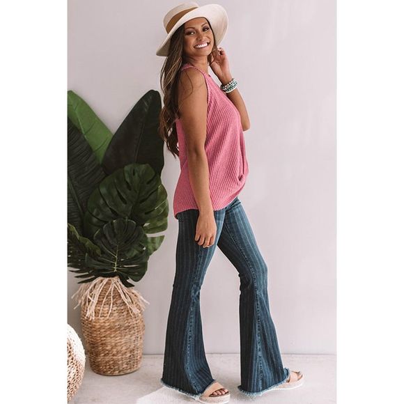 Azura Exchange  Red Twist Knot Waffle Knit Tank Top - Picture 9 of 15